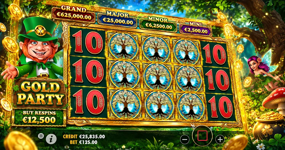 Gold Party Australia slot game with leprechaun and bonus reels
